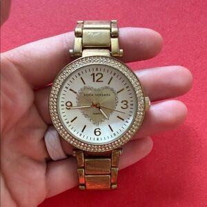 Sofia Vergara Gold Tone Crystal Heart Watch